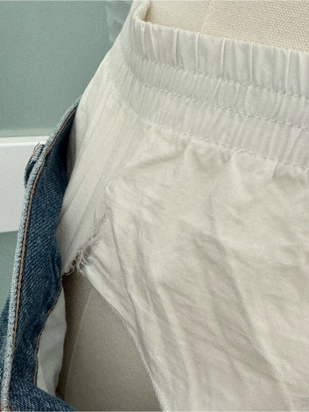 NWT🔖Zara Denim Maxi Skirt White Boxer Waistband Front Slit XS - Picture 9 of 11